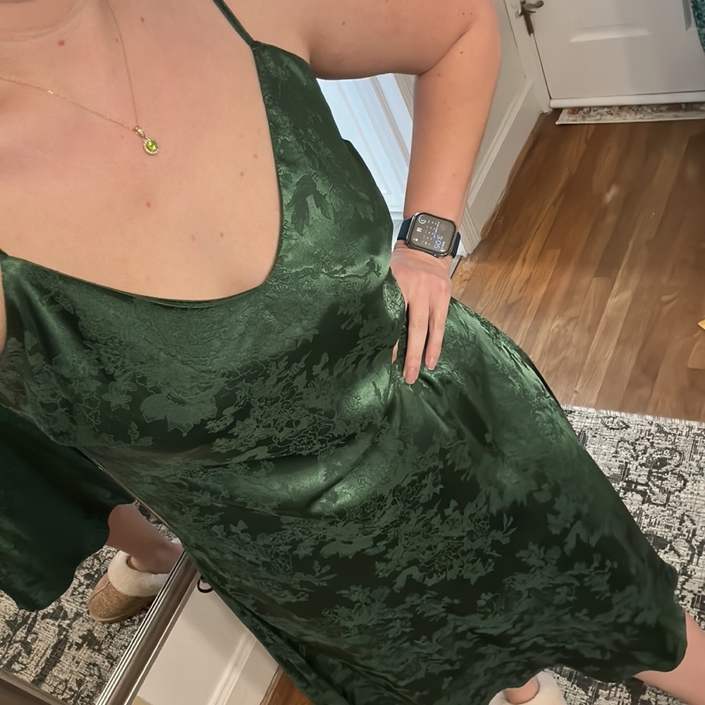 Dark green satin dress